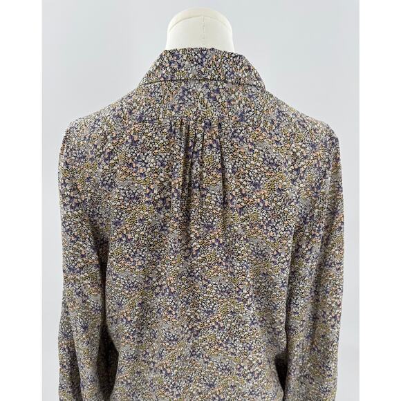 & Other Stories Silk Floral Blouse Long Sleeve Top Button up Shirt White 4 S - Picture 4 of 10